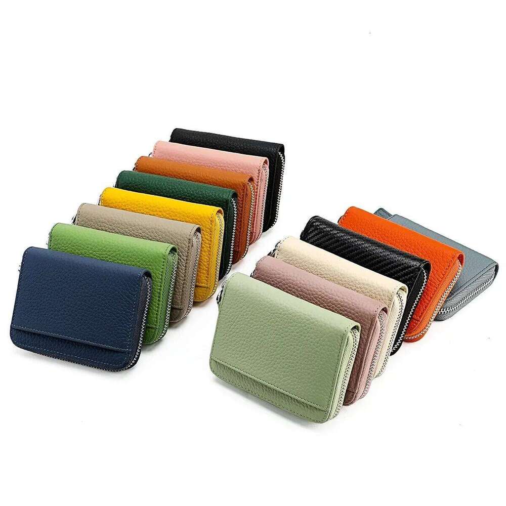 Leather RFID Holder Luxury Women's Zipper Change Pouch for Female Credit ID Bank Card Wallet Woman Coin Purse Y260206