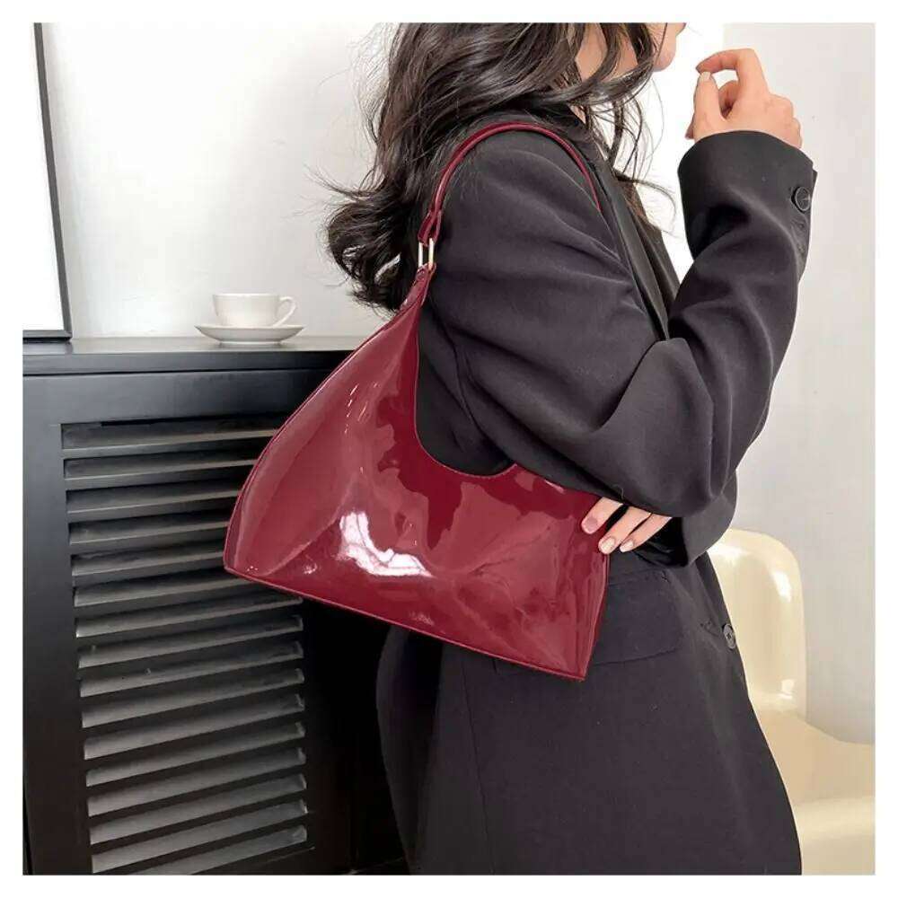 Glossy Fashion PU Leather Solid Purse Women Shoulder Messenger Bag Handbag Y260205