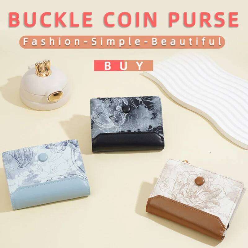 New Multi-Functional Anti-Demagnetization Peony Print Small Money Clip, Multi-Slot Short Wallet For Women, Card Holder Y260206