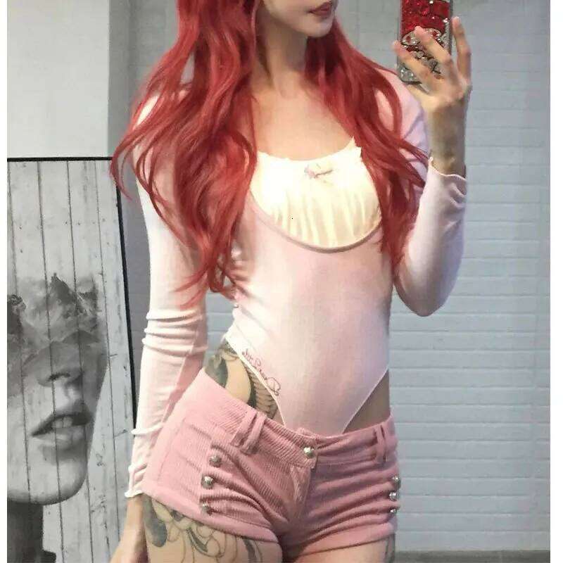 Sexy Pink Pit Strip Corduroy Ultra Women's Design Tight Low-waisted Hip-hugging Y2k Hot Pants Booty Shorts XJ260206