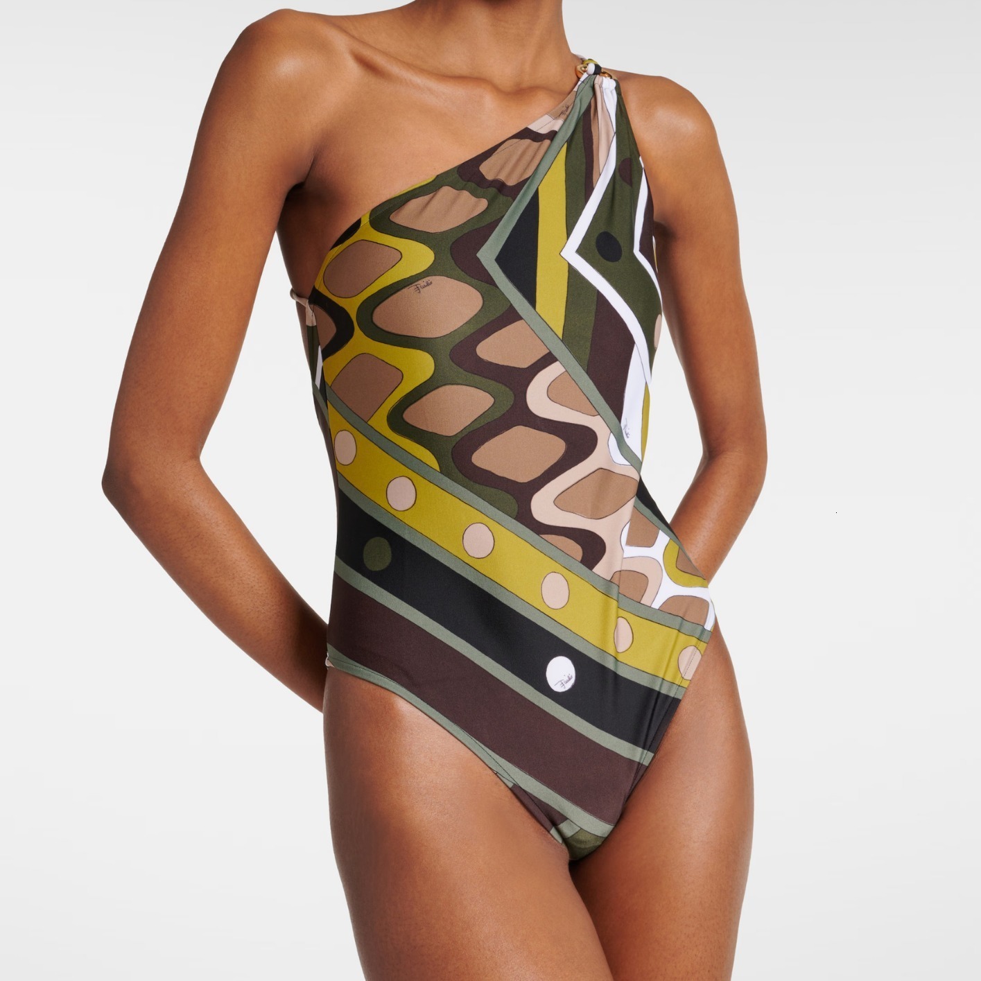 2025 Womens Hollow Out One-piece Swimsuits And Skirt Geometry Print Sexy Bikini Fashion Beach Bathing Suit 250521