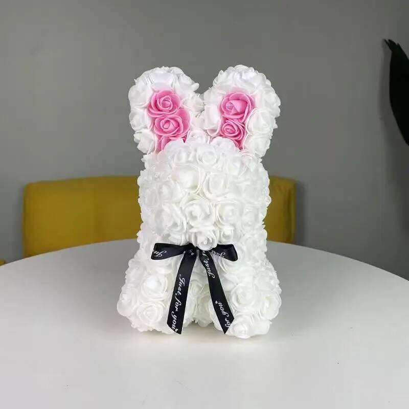 1pc 25cm Eternal Artificial Flower Rose Rabbit Romantic Gift For Birthday Anniversary Valentine's Wedding Decoration Home Decor S260204 93b