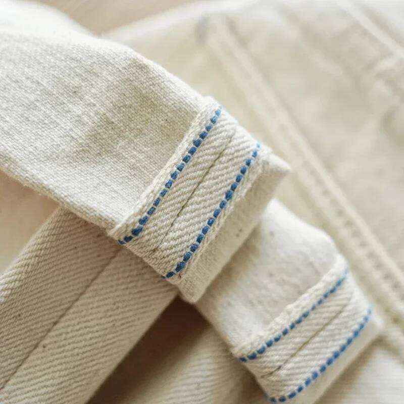 Sauce Zhan Mens Selvedge Denim White Jeans Regular Fit hight rise 14 Oz One Wash X260207