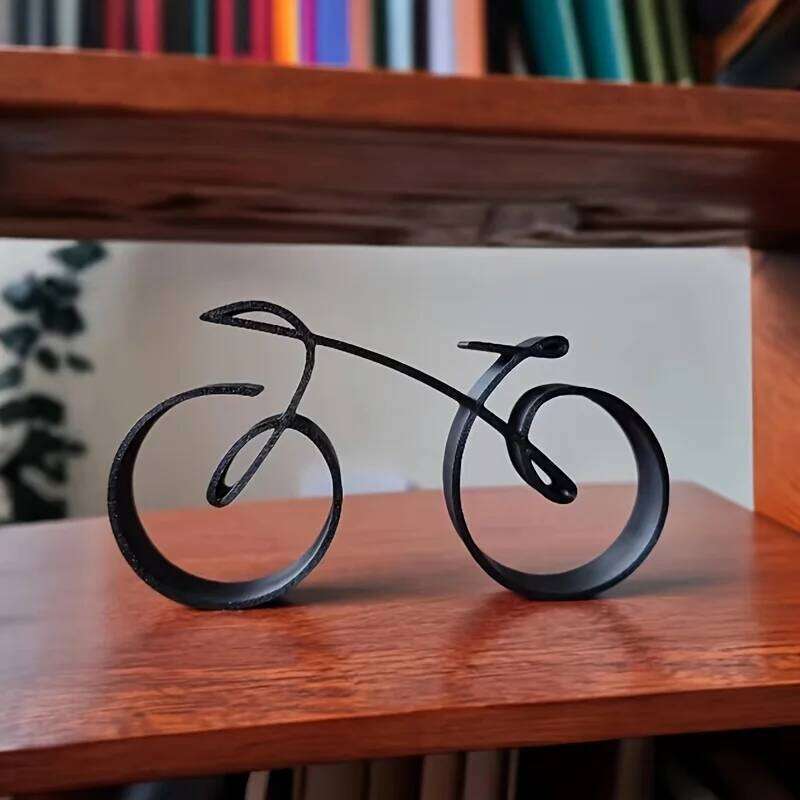 Modern Black Abstract Bicycle Sculpture - Chic Bike Decor Piece Home & Office, Ideal for Living Room, Bedroom, Study S260204 2ff
