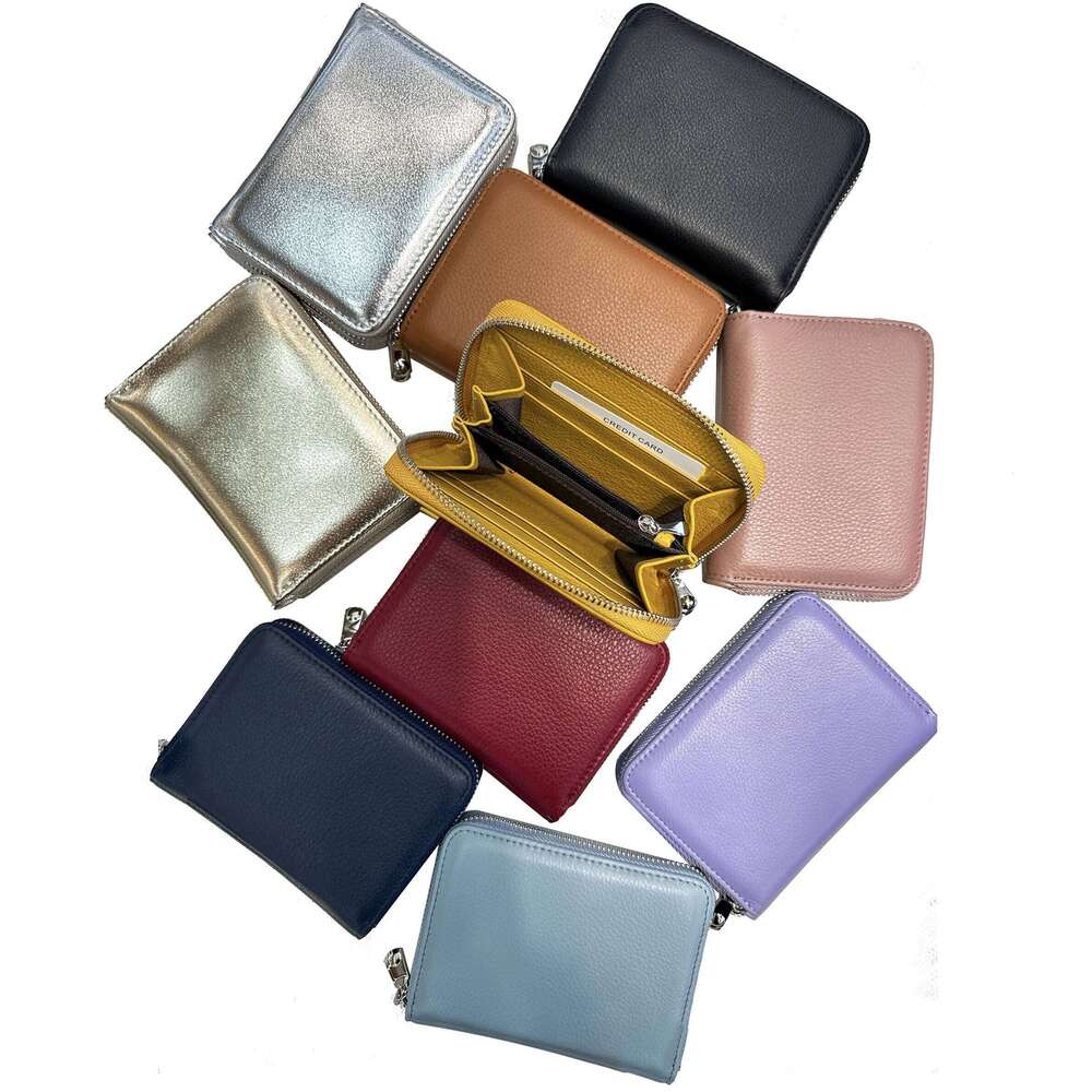 Short Wallet Genuine Holder Large Capacity Zipper Cow Leather Coin Purse Multi Card Organizer Women Handbag Y260206
