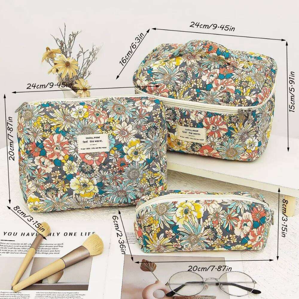 Fashion Floral Print Women Quilting Cosmetic Portable Travel Makeup Storage Pouch Handbag Mini Organizer Make Up Bag Y260206