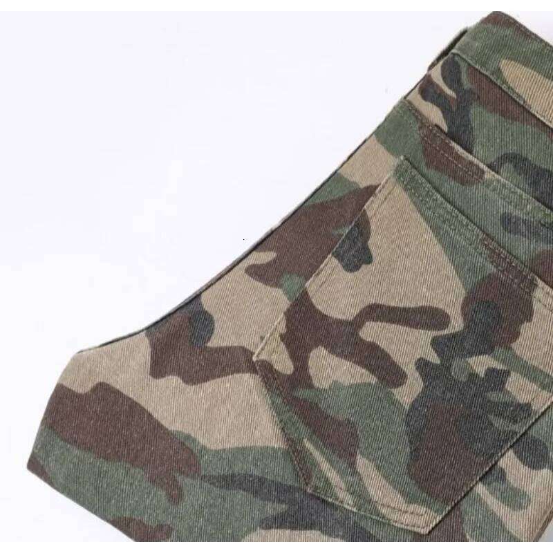 Vintage Camo Cargo Denim Big Pockets Mans Jeans American Y2k Straight-leg Baggy Men's Loose Wide Leg Pants X260207
