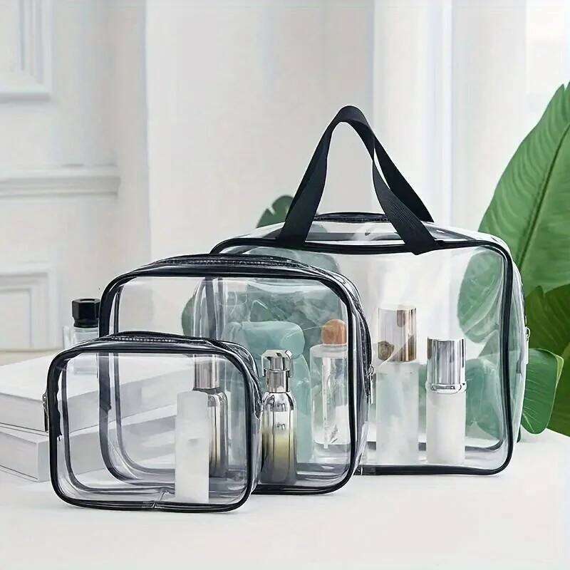 1-3pcs Portable Cosmetic Storage Transparent Waterproof Travel Wash Bathroom Bag Organizer Y260206