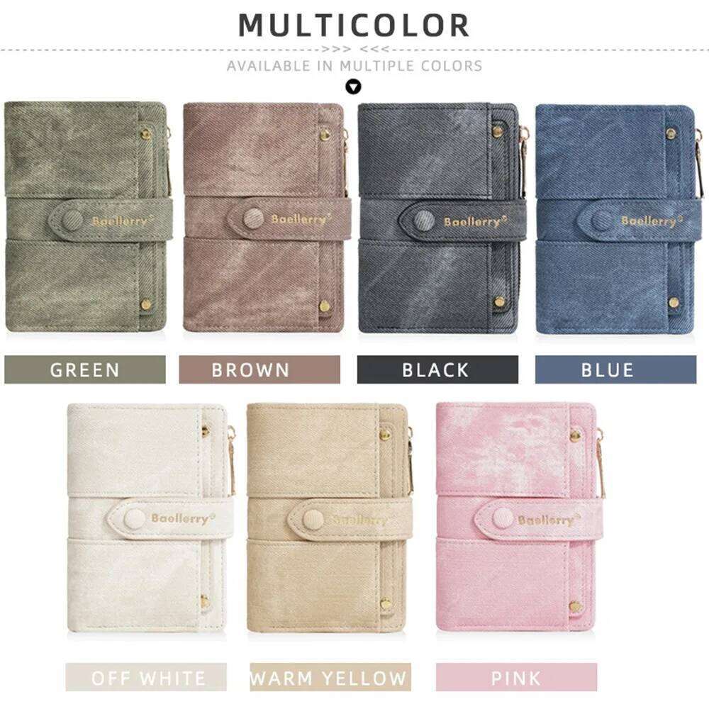 Elegant Women Short Wallet Large Capacity Pu Leather Business Holder Simple Zipper Closure Bank/ID/Credit Card Bag Travel Y260206