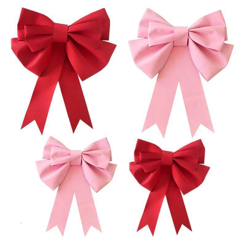 1set Red/Pink Bow Material 3D Wrapping Bows Valentine Day Gift Wreath Decoration Giant Knot Wedding Birthday Party Favors Supply S260204