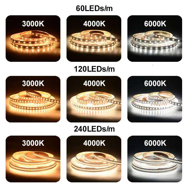 5m High-end 2835 LED Strip Light 60/120/240 LEDs/m 16.4ft Flexible Ribbon Tape RA90 SMD2835 Led Lights 3000K-6000K DC12V 24V Z260206