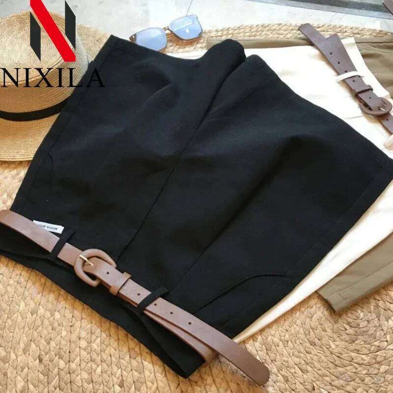 Summer New Wide Leg for Women 2024 Thin Cotton A Line Short Pants Office Lady Classic Loose Casual Zipper Womens Shorts XJ260206