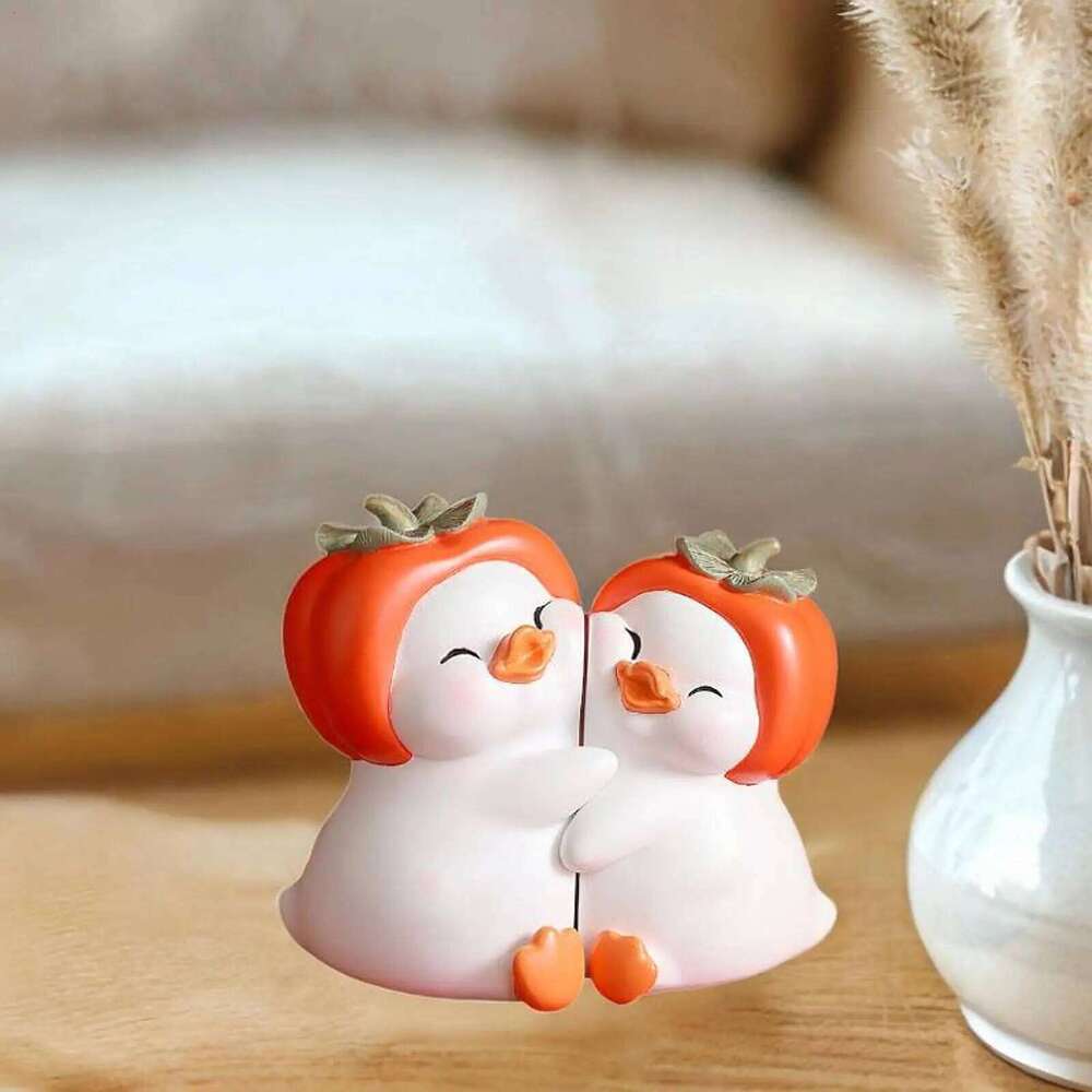 Resin Cartoon Couple Ducks Figurine Valentine's Day Gift Desktop Decoration for S260204