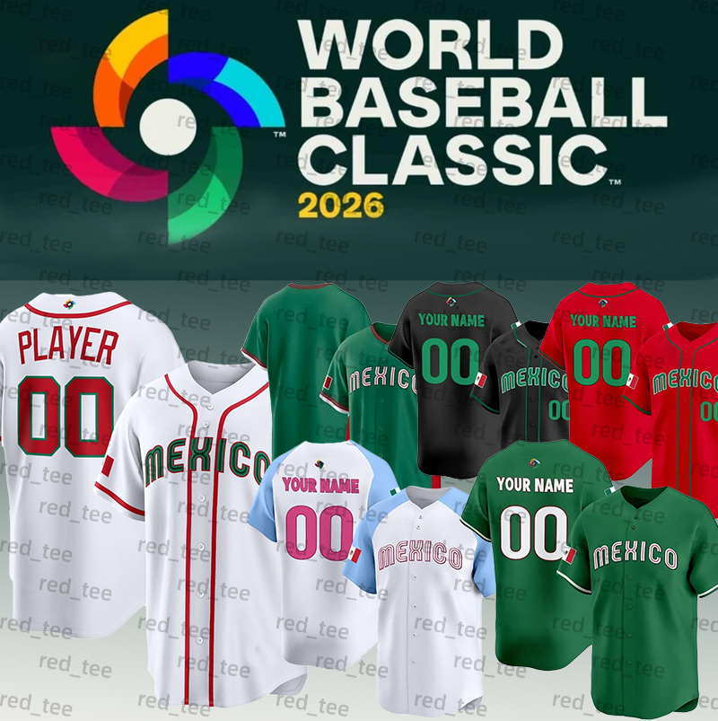 Team Mexico 2026 World Baseball Classic Jersey #56 Arozarena #30 Kirk #5 Thomas Mexico Baseball Jersey Customizable