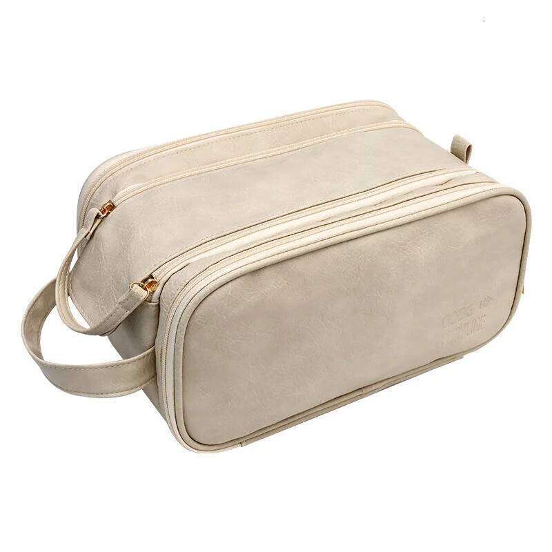 High appearance double zipper large capacity, portable, high-end for business trips, makeup brush, toiletry bag, sto Y260206