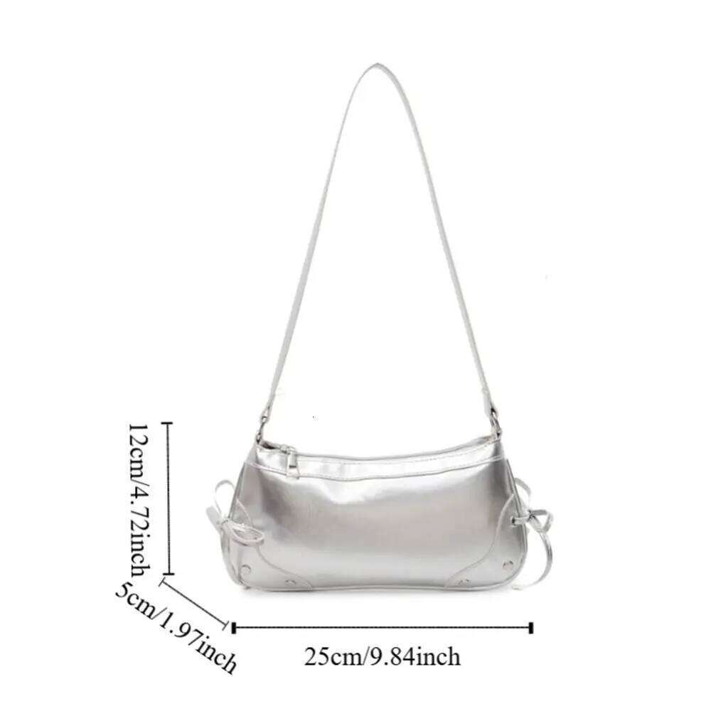 Fashion Solid Color Shoulder Bow Tie Armpit Bag PU Leather Y2K Women Handbag Ladies Z260207 - view 7