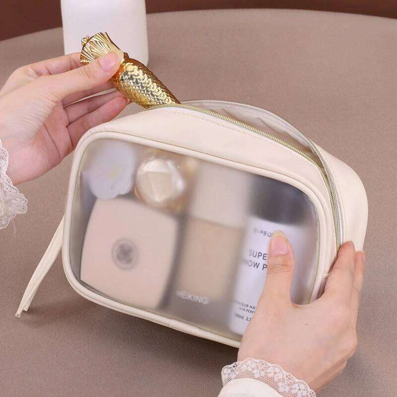 New transparent pouch waterproof portable women's makeup travel essential toiletries bag large capacity cosmetics organizer Y260206