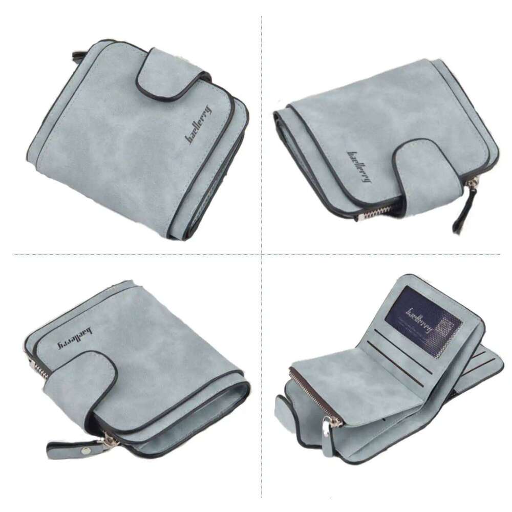 Buckle Abrasive Leather PU Women's Short Wallet Fashion Casual Trifold Multi-Card Holder Coin Purse Y260206