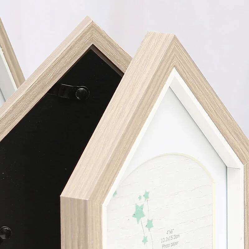 Creative Three Fold Wood Grain House Combination 6 Inch Folding Table Fresh Art Studio Photo Frame Home Decoration S260205