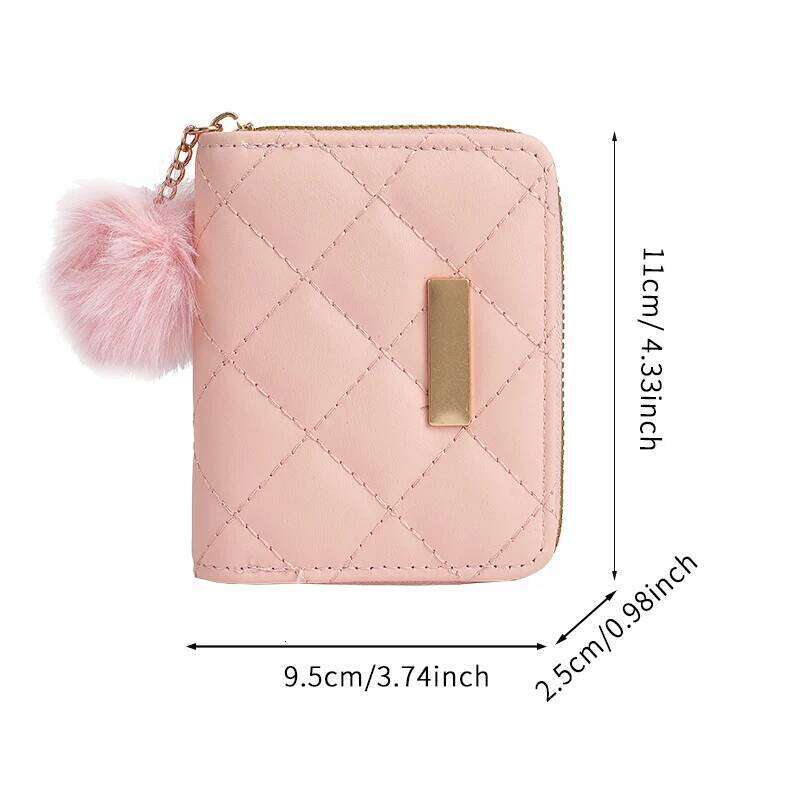 Ladies short 2024 new diamond embroidered iron hanging hair ball coin purse card leisure foreign trade package Y260206