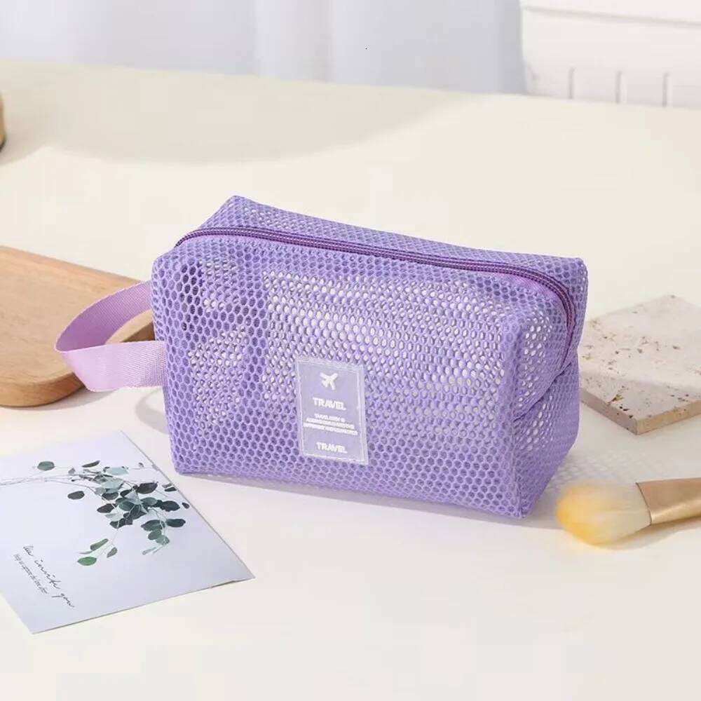 Fashion Mesh Women Wash Makeup Bag Small Transparent Travel Cosmetic Storage Pouch Portable Tote Toiletry Make Up Washbag Y260206