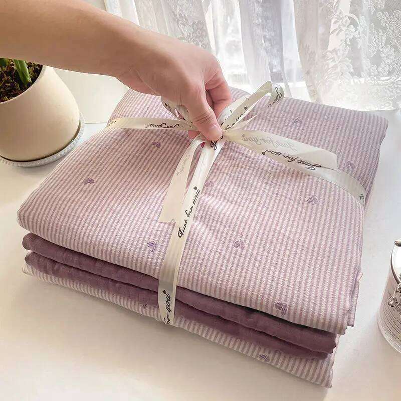 Korean Style Bedding Sets 2025 New Twin Full Queen Size Sheet Love Heart Duvet Cover Set Pillowcase Bed Linen No Filler XJ260206