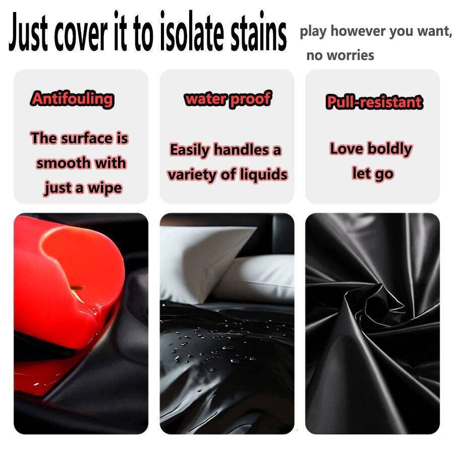 Waterproof Bed Sheet, Black Adult Washable Bedding Protection, Passion Sheets for Couples, Liquid Proof Fitted Mattress Cover XJ260206