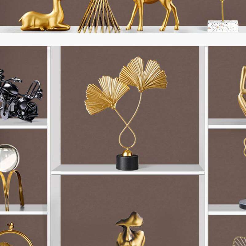 Creative Ginkgo Leaf Home Crafts Wrought Iron Desktop Artwork Decorative Statue Sculptures Housewarming Gift S260204 361