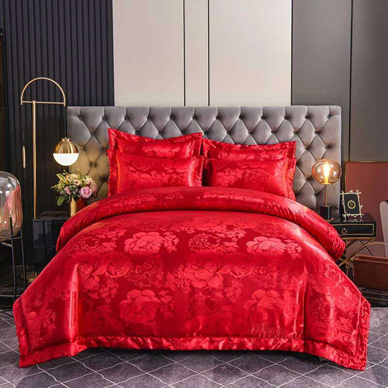 2025 new high-end satin set household bedding one-word embroidery jacquard four-piece series XJ260206