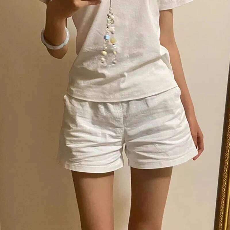 High Waist Cotton Women Summer Korean Loose Casual Wide Leg Female Fashion Simple Pure All Match Jogging Shorts XJ260206
