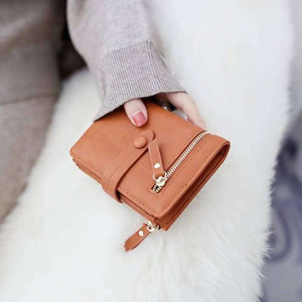 Folding Short Wallets Waterproof Solid Color Women Card Bag Multi-card Slot Korean Style PU Leather Coin Purse Girl Y260206