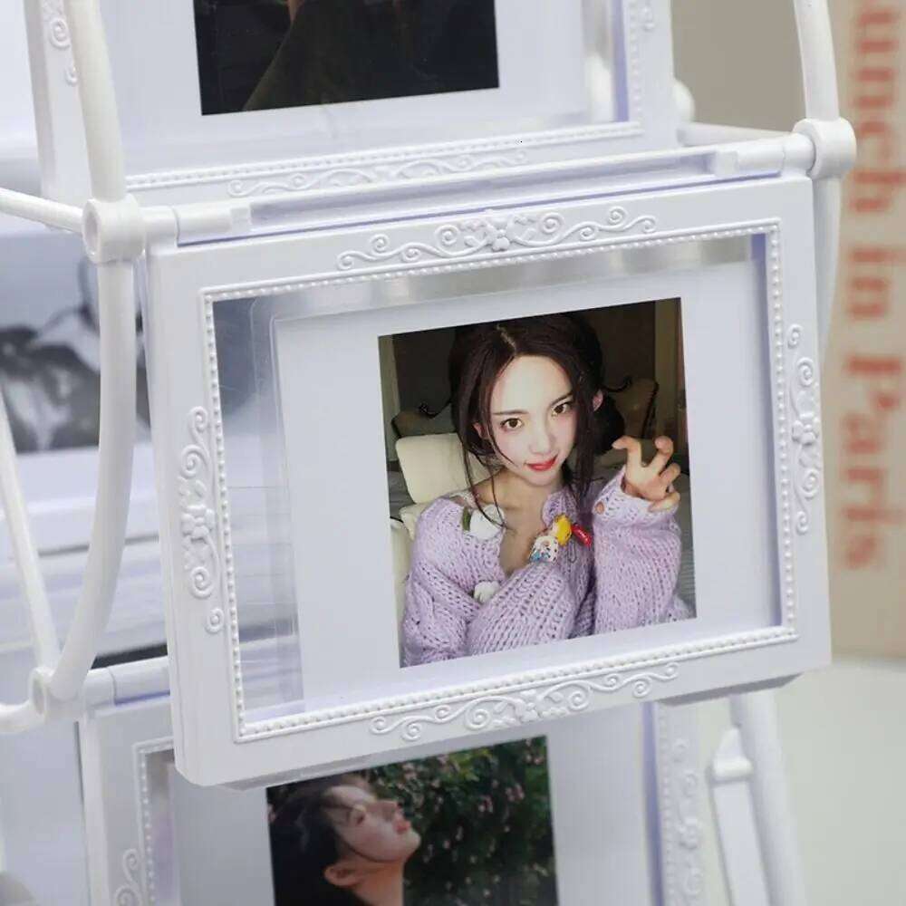 Vintage Rotating Picture 5inch 12 Photos Classic Ferris Wheel Display Frame Rectangular DIY Photo Organizer S260205 956