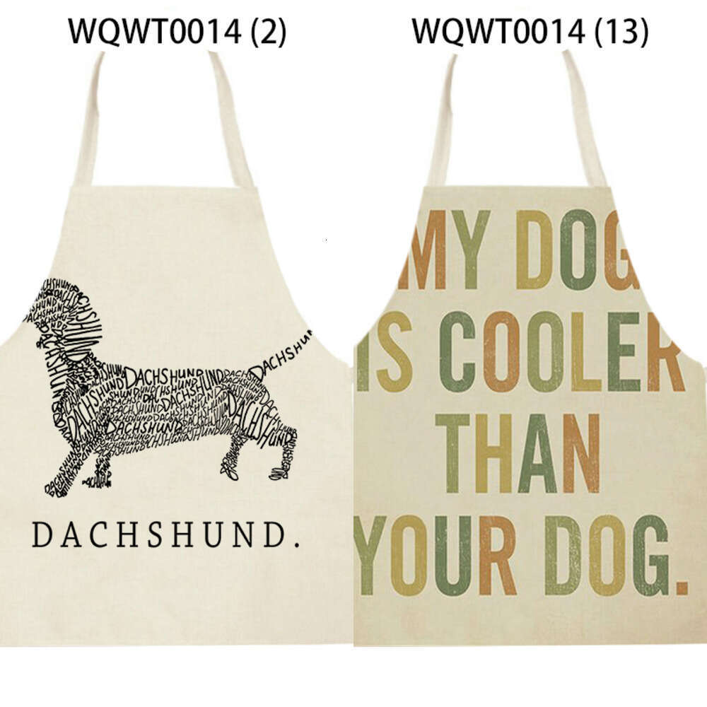 Cartoon Paw Patrolling Cotton Dog Painted Bulldog Dachshund Kitchen Apron Housewife Aprons Cooking Household S260205 9a7
