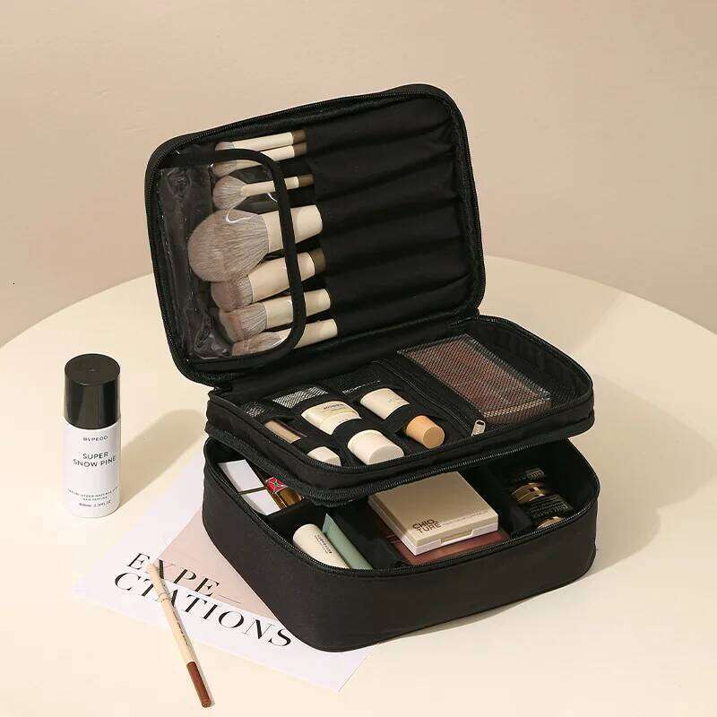 Double Layer Women's Cosmetic Portable Storage Large Capacity Makeup Travel Organizer Essentials Toiletry Bag Y260206