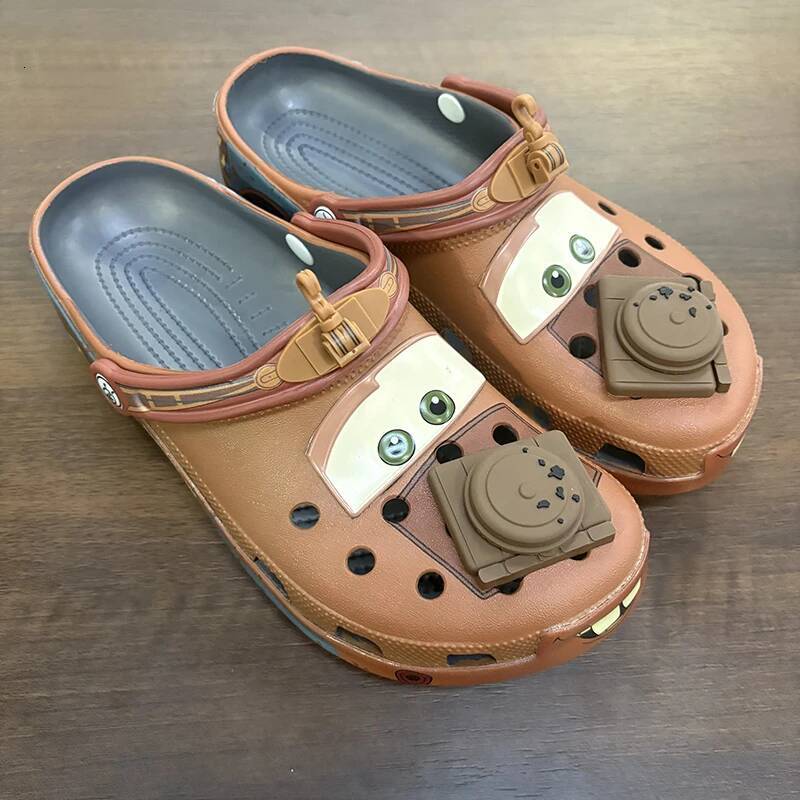 Disney Designer Pixar Disney Cartoon Mater Slippers Cars Shoes Outdoor Sandals Cute Figurine Anime Trailer Cave Shoes Sandals Eva Shoes Gift Luxury