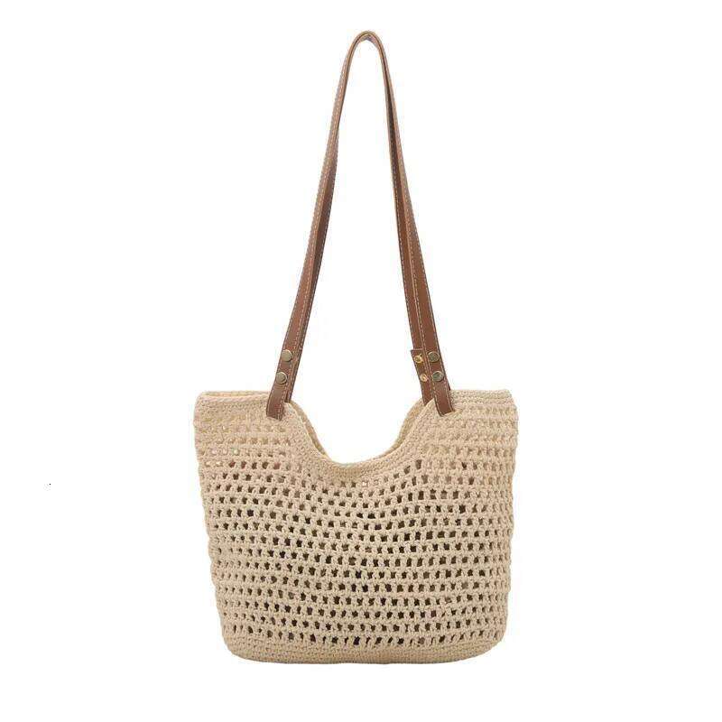 Large Capacity Knit Shoulder Bags for Women Versatile Ladies Beach Woven Underarm Bag Hollow Design Commuter Female Handbag Tote Y260205
