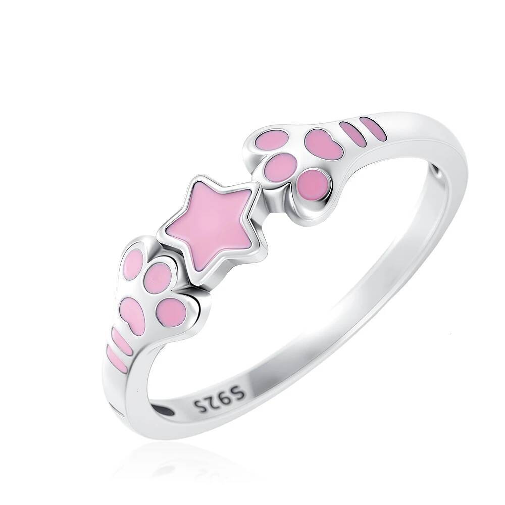 Hot Sale 925 Sterling Silver Snoopy Christmas Paw Print Stars Moon Flower Ring Rings Fashion Trinkets Jewelry For Women