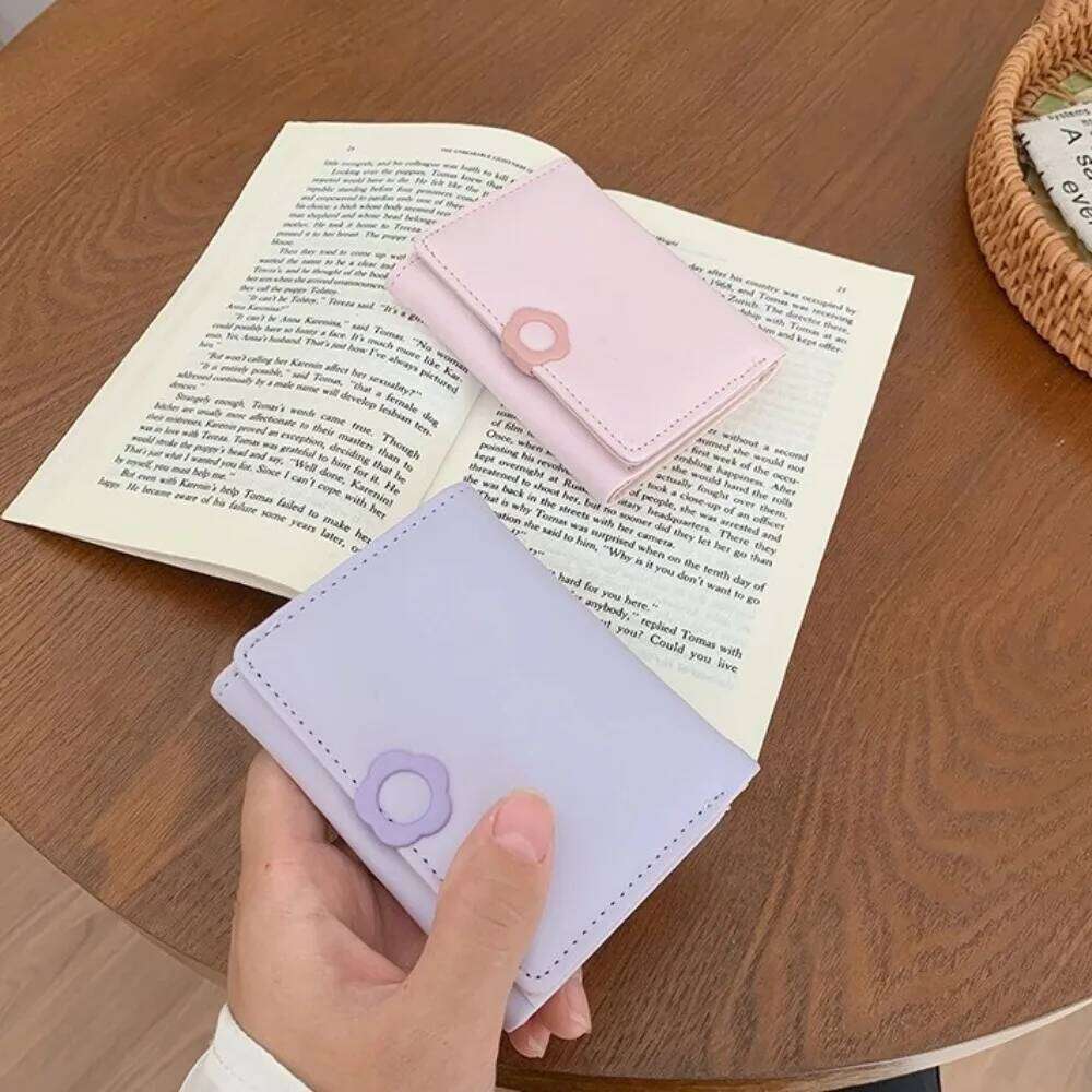 Portable Pu Leather Flower Short Wallet Multi-card Coin Folding Bank Bag Change Purse Card Holder Ladies Y260206