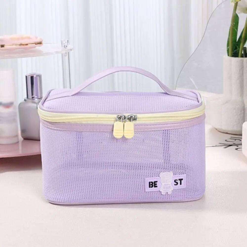 Toiletry Pouch Travel Makeup Storage Holder Portable Bathing Mesh Shower Bag Y260206