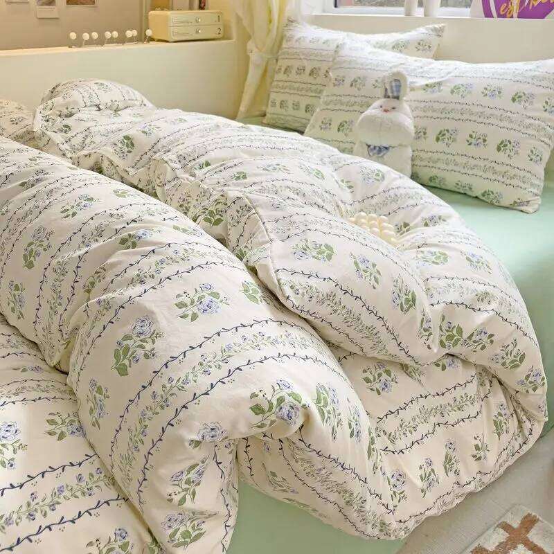 Ins Bedding Refreshing New Blue Wind CHIME Four PIECE Set On Washing Cotton Bed Sheet Dormitory 3pcs XJ260206