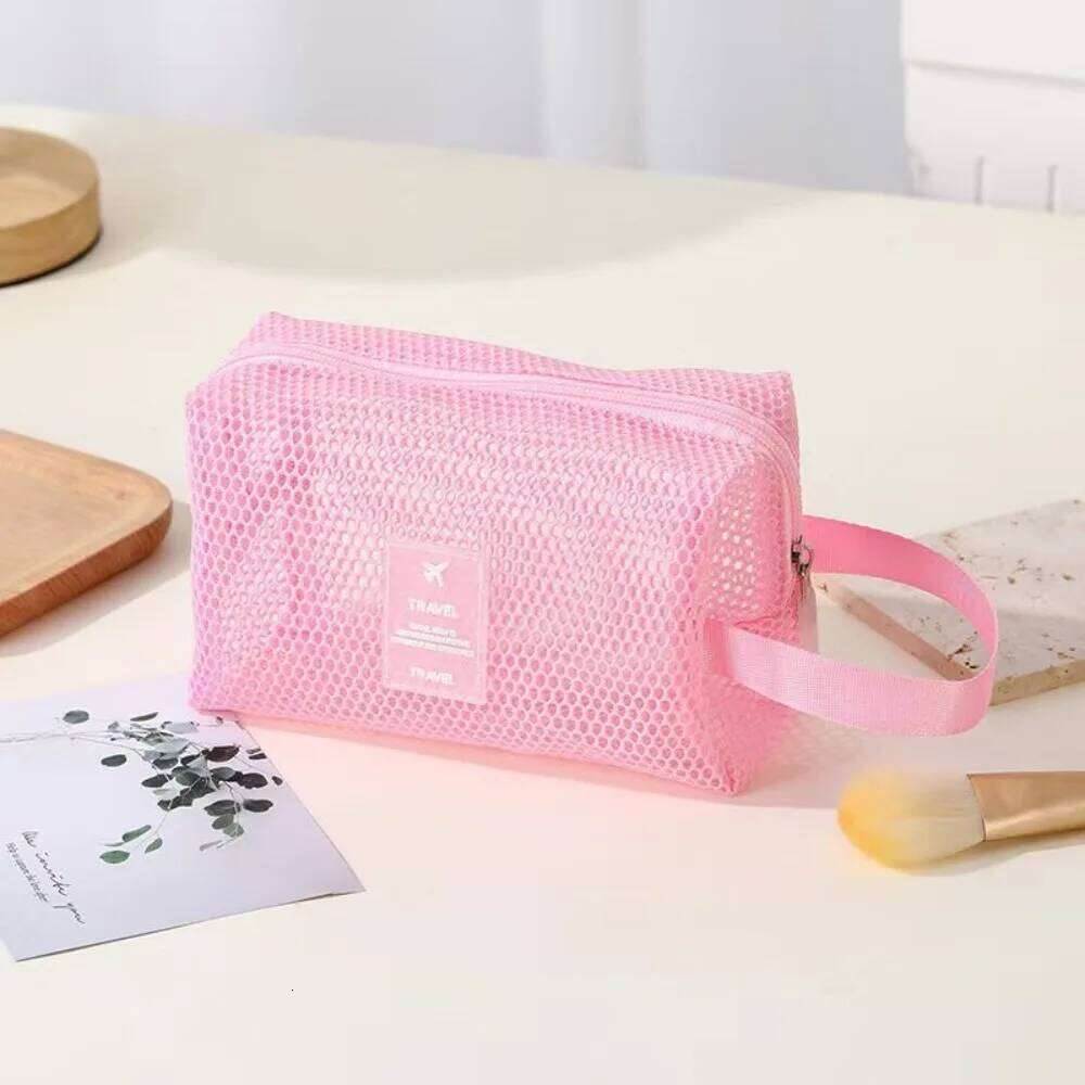 Fashion Mesh Women Wash Makeup Bag Small Transparent Travel Cosmetic Storage Pouch Portable Tote Toiletry Make Up Washbag Y260206