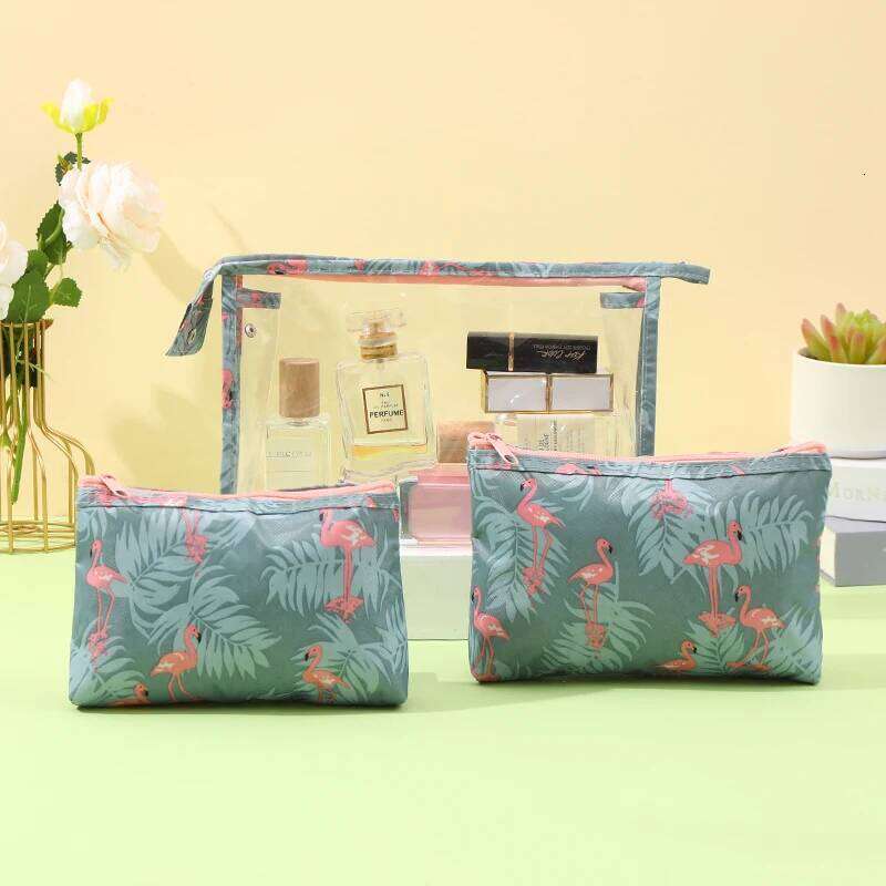 Fashionable PVC waterproof cosmetic Large capacity multifunctional toiletry Printed portable makeup storage bag Y260206
