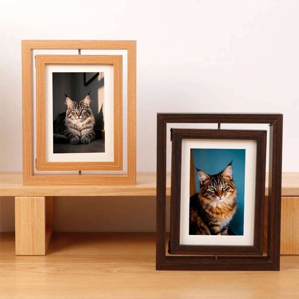 Creativity Wooden Memorial Durable Detachable Pet Double Sided Rotating Photo Frame Living Room Decor S260205