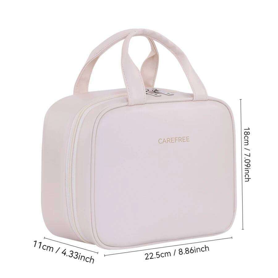 Multifunctional For Women PU Leather Large Capacity Portable Double Zipper Travel Makeup Brush Toiletries Storage Bag Y260206