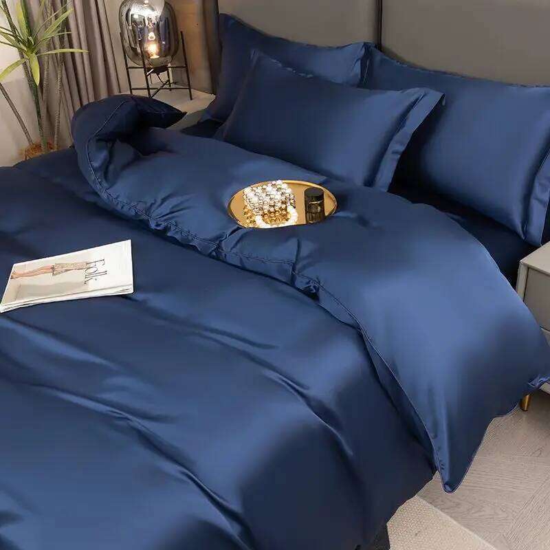 Pure Satin Silky Bedding Luxury Queen King Size Bed Set Quilt Duvet Cover Linens And Pillowcase For Single Double Bedclothes XJ260206