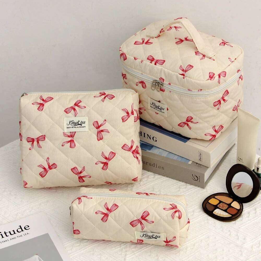 Pink Women Makeup Pouch Large Capacity Tote Travel Organizer Cosmetic Lipsticks Quilted Bag Portable Ladies Washbag Y260206