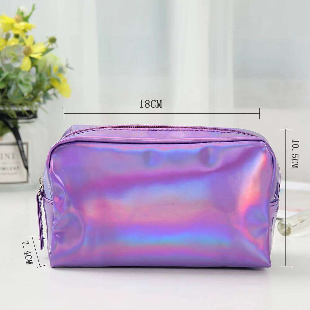 Fashionable laser waterproof PU makeup Large capacity square colorful wash Multi functional storage bagcosmetic bag Y260206