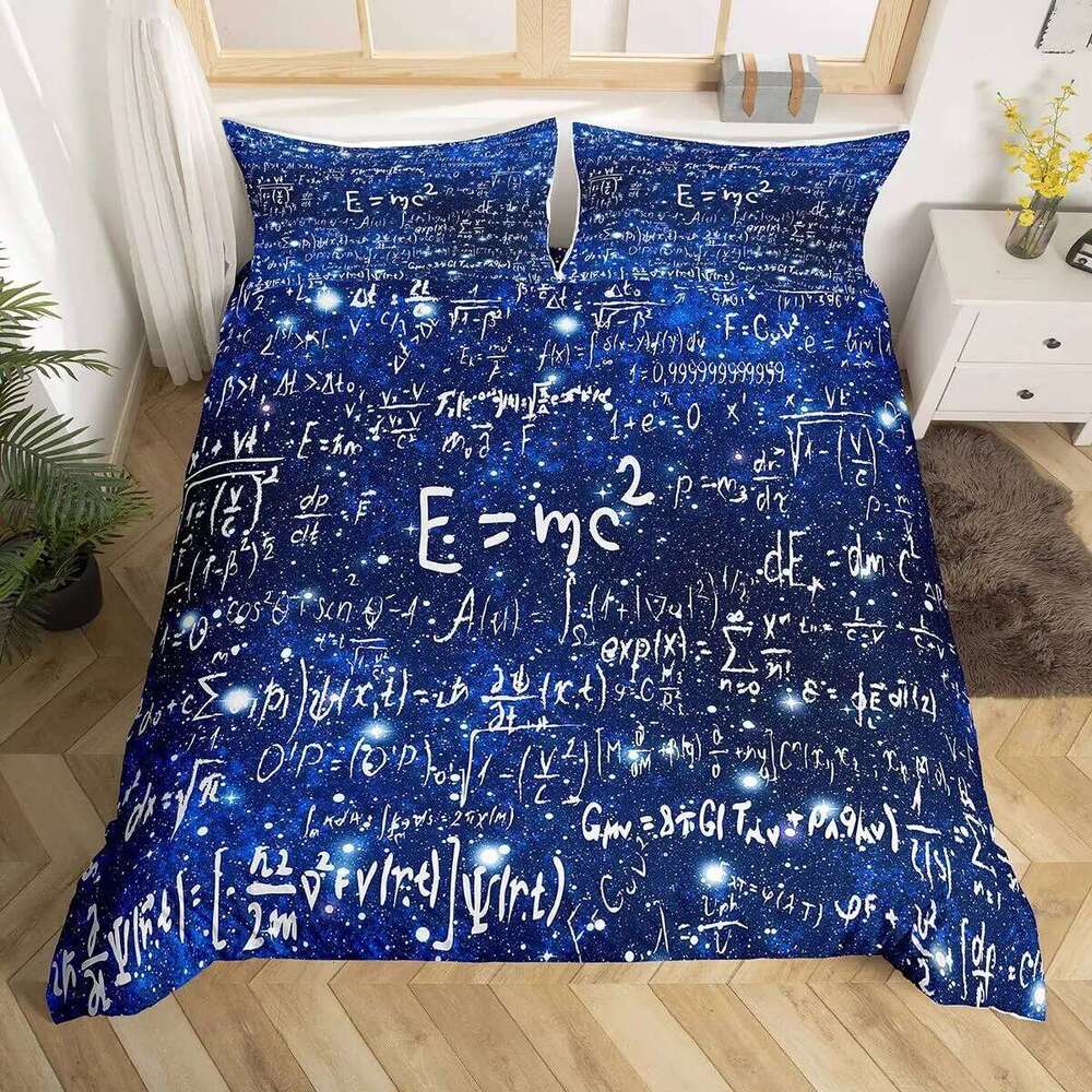 Math Equations Duvet Set Hourglass Purple Galaxy Comforter Cover Physics Formula Dorm Bedding Sets Science Geometry Axis XJ260206