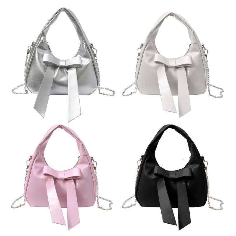 4XFF Leather Satchel Handbags for Women Toted Shoulder Bows Crossbody Bag Purse Y260205