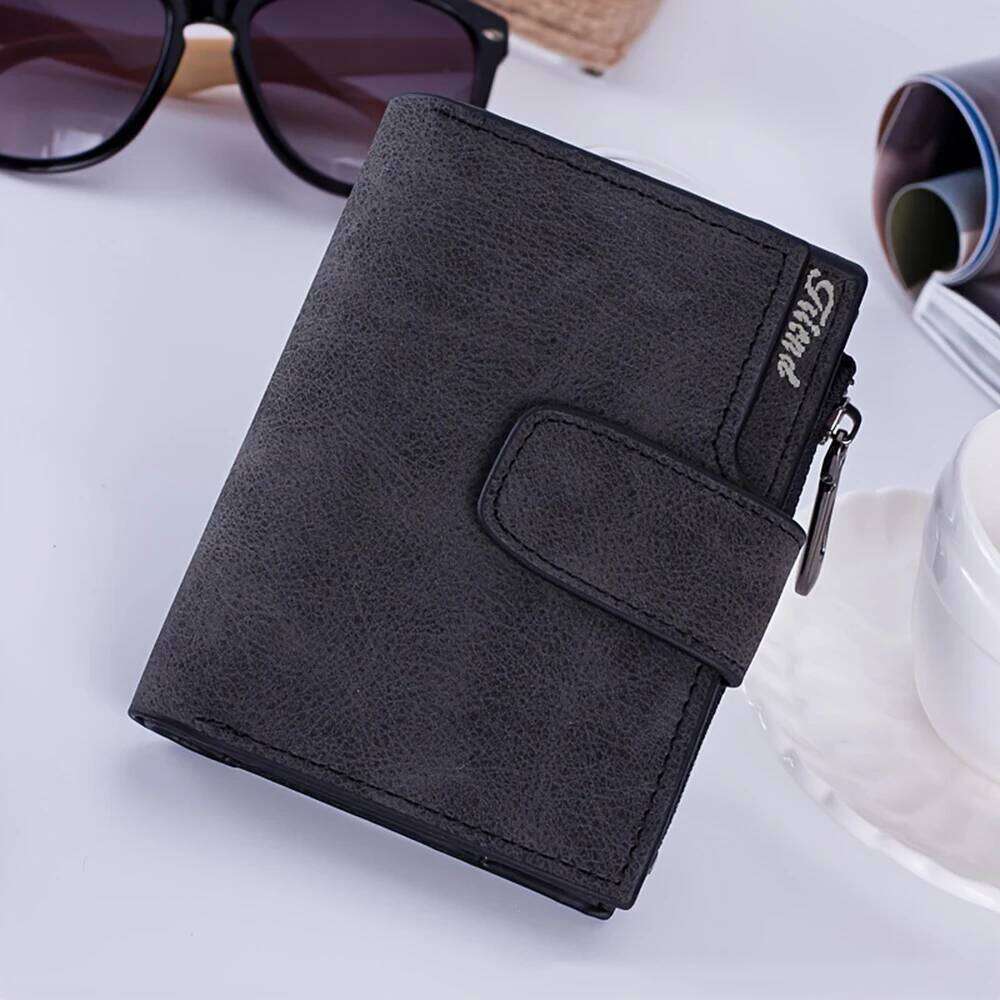 Women Short PU Leather Coin Purse Multi-card Solts Credit card Holder Foldable Zipper Wallet Solid Color Money Bag Y260206